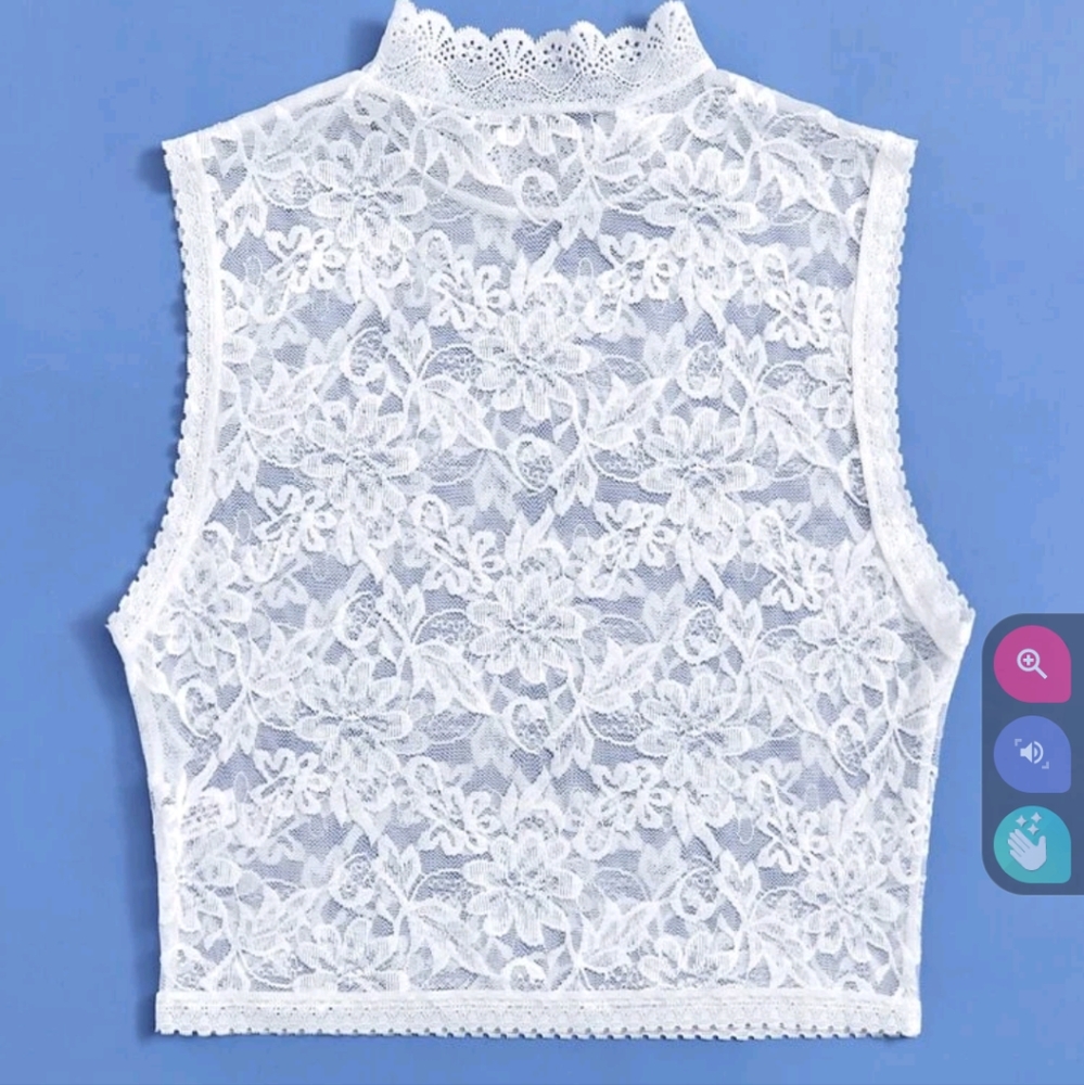 White lact mock neck crop tank woman's